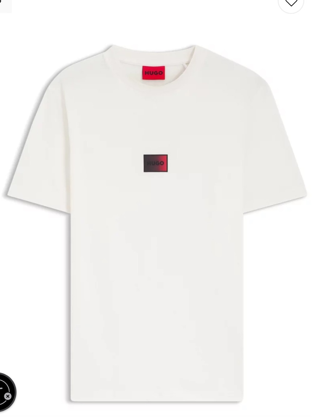 HUGO White Crewneck T-Shirt with Red Logo Patch
